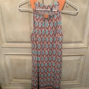 Cabana Life Sleeveless Geometric Dress - Orange and Blue